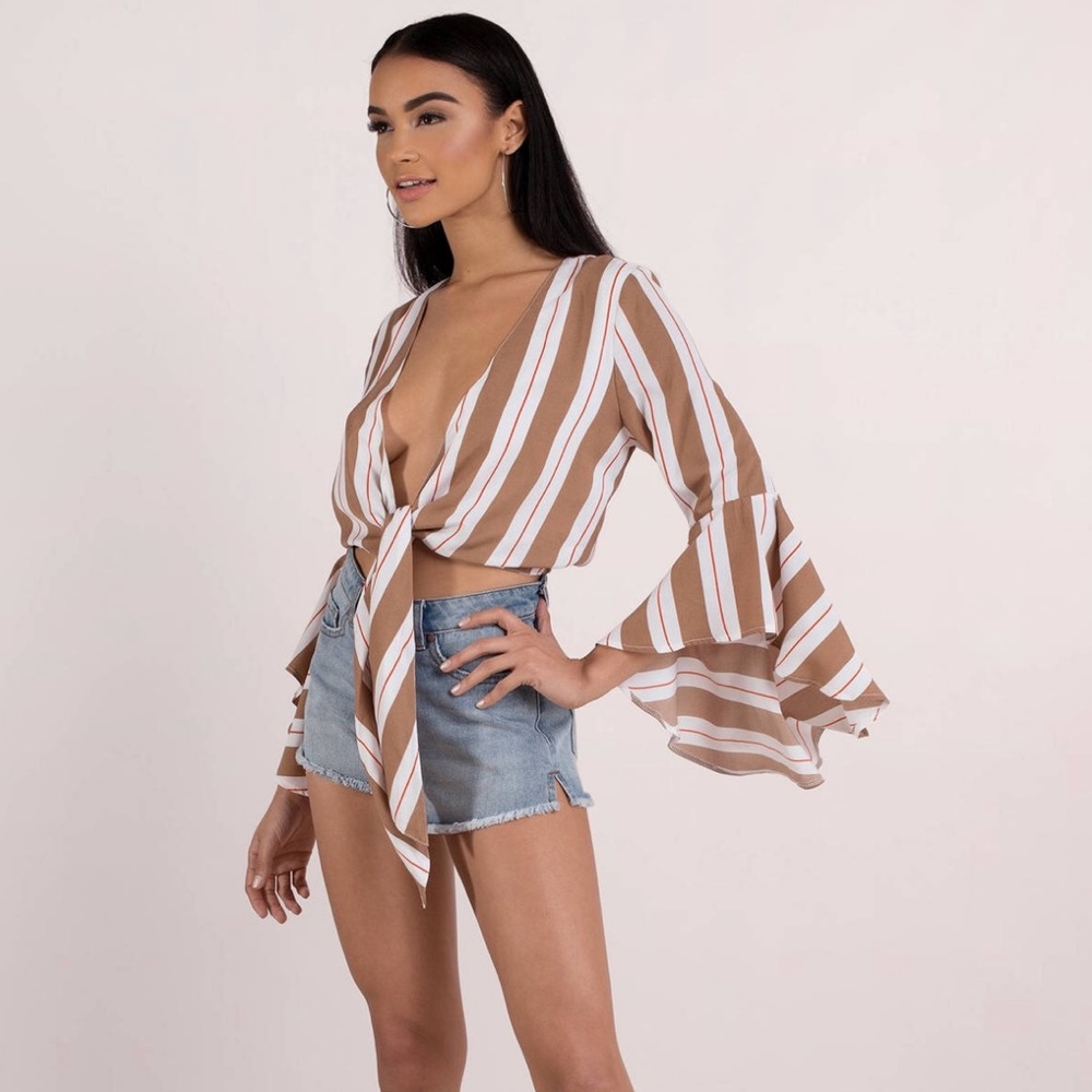 Beige Front Tie Top